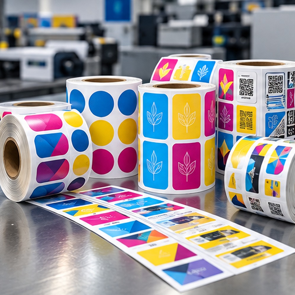 Colourful rolls of professionally printed product labels