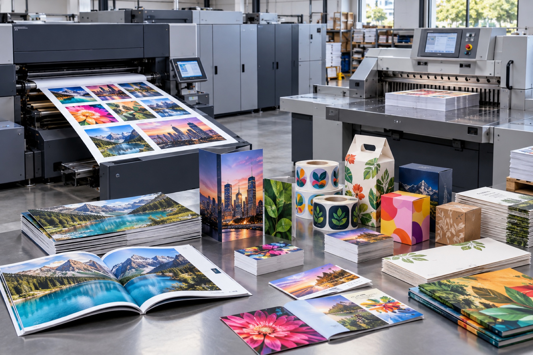Integrated commercial print production, finishing and packaging workflow